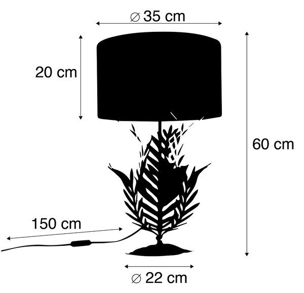 Vintage namizna svetilka zlata z žametnim odtenkom črna 35 cm - Botanica