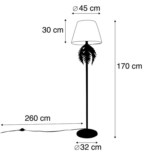 Vintage talna svetilka zlata z nagubanim odtenkom bela 45 cm - Botanica