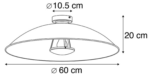 Vintage stropna svetilka črna z zlatom 60 cm - Emilienne Novo