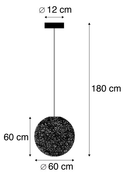 Državna viseča svetilka črna 60 cm - Corda