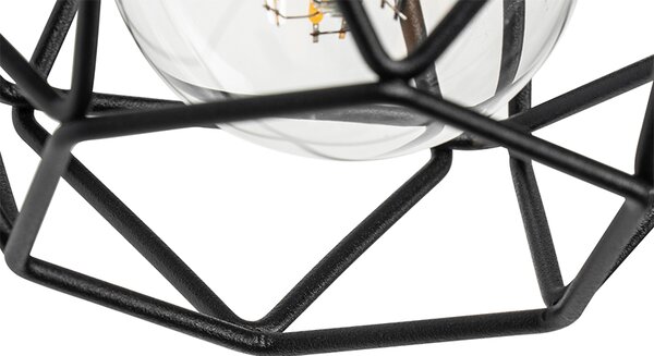 Pametna stenska svetilka črna z lesom, vklj. WiFi A60 - Chon