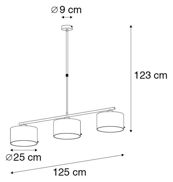 Moderna viseča svetilka črna z zlatom 125 cm 3-luč - VT 3