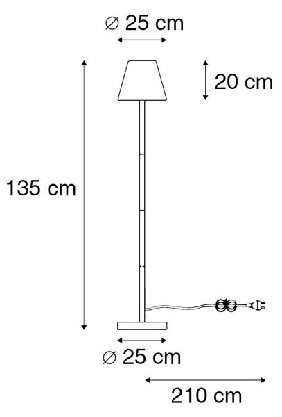 Zunanja talna svetilka črna z belim odtenkom IP65 25 cm - Virginia