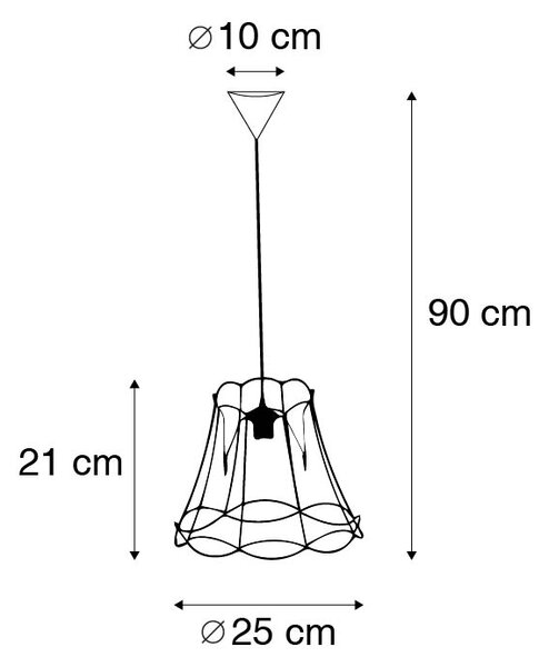 Retro viseča svetilka črna 25 cm - Granny Frame