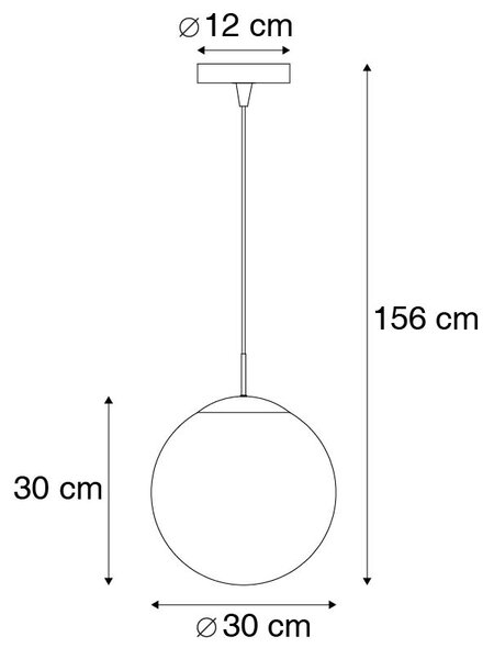 Moderna viseča svetilka iz medenine z dimnim steklom 30 cm - krogla