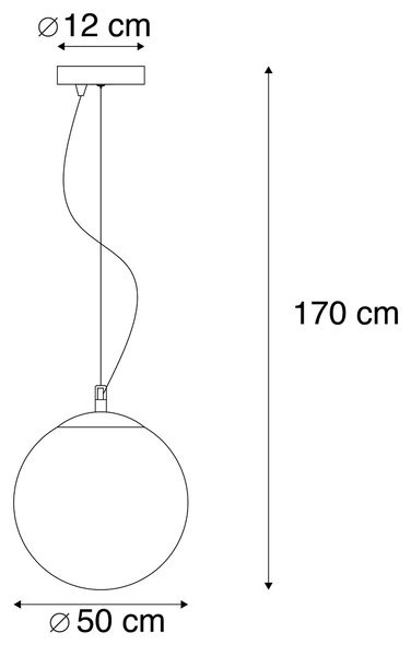 Sodobna viseča svetilka medenina z dimnim steklom 50 cm - Kroglica