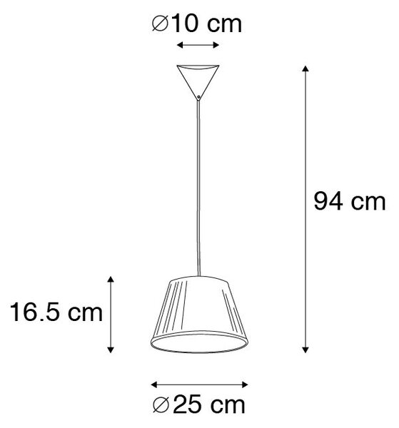 Retro viseča svetilka krem 25 cm - Plisse