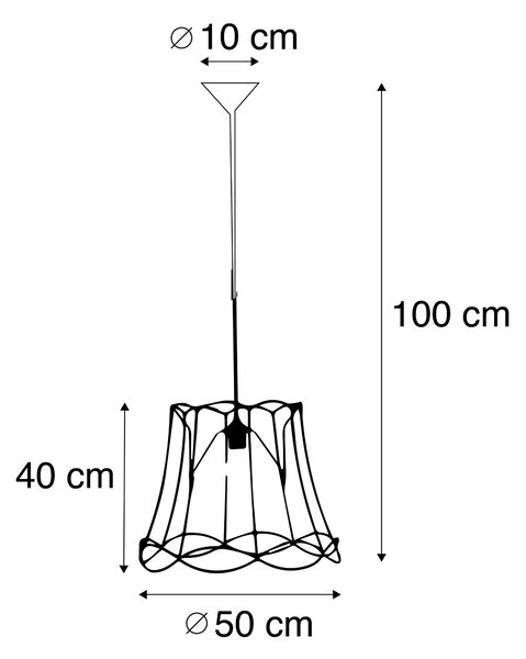 Retro viseča svetilka črna 50 cm - Granny Frame