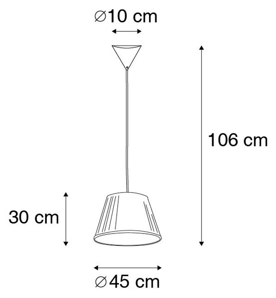 Retro viseča kremna svetilka 45 cm - Plisse