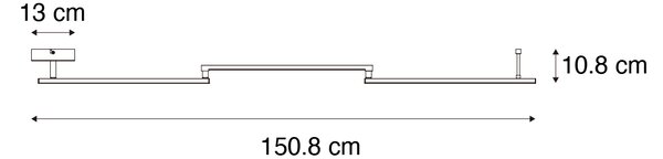 Stropna svetilka črna 150,8 cm vklj. LED 3-stopenjska nastavljiva zatemnitev - Annuschka