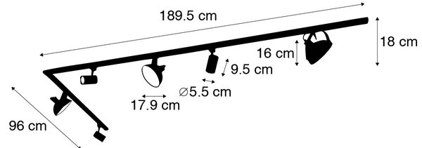1-fazni tračni sistem s 6 reflektorji črne barve, nastavljivi - Magnax Jeana