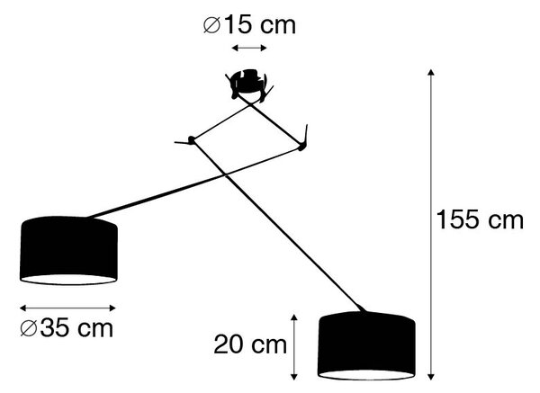 Viseča svetilka jeklo s senčilom 35 cm bela nastavljiva - Blitz II