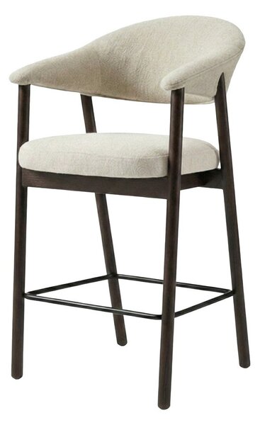 Rjavo-kremno bel oblazinjen barski stol z nasloni za roke (višina sedeža 67 cm) Elk – Unique Furniture