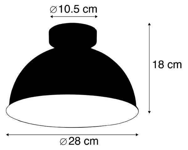 Industrijska stropna svetilka črna z zlatom 28 cm - Magnax