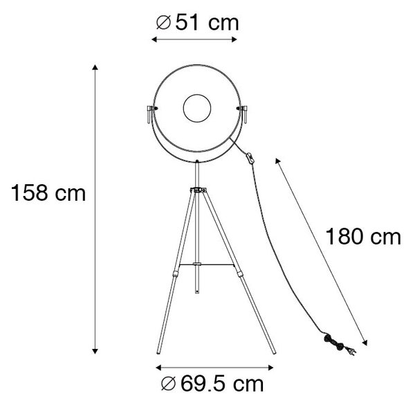 Stoječa svetilka črna z zlatom 51 cm nastavljiv stojalo - Magnax