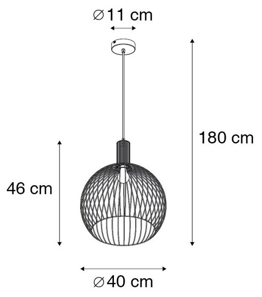 Dizajn viseča svetilka črna 40 cm - Wire Dos