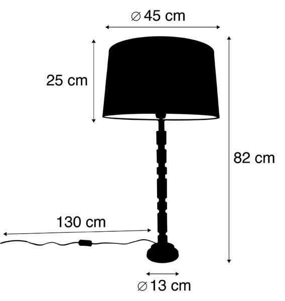 Art deco namizna svetilka zlata s črnim bombažnim odtenkom 45 cm - Torre