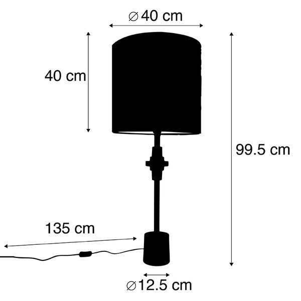 Namizna svetilka bronasti žametni odtenek zelena 40 cm - Diverso