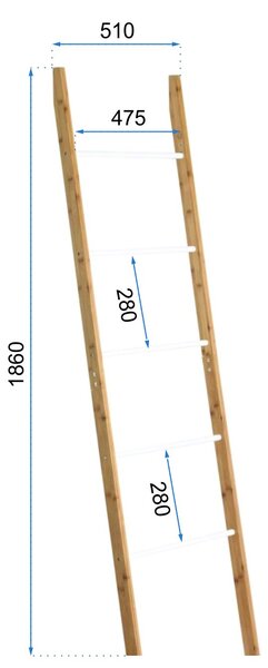 Lestevna polica polica BAMBUS HIGH STAND 186cm