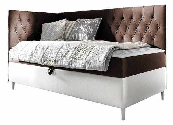 Boxspring postelja Baltimore 167, 80x200, Blago, Eko usnje, Posteljno dno, 88x208x115cm, Vzmetnica