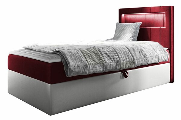 Boxspring postelja Baltimore 169, 90x200, Eko usnje, Blago, Posteljno dno, 92x212x104cm, Vzmetnica