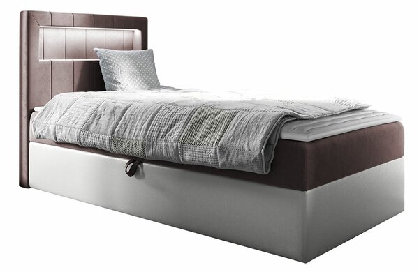 Boxspring postelja Baltimore 169, 80x200, Blago, Eko usnje, Posteljno dno, 82x212x104cm, Vzmetnica