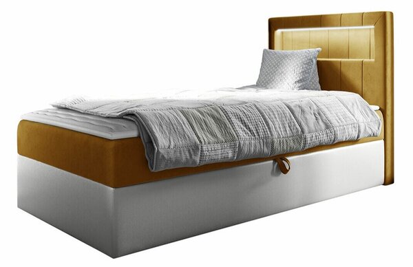 Boxspring postelja Baltimore 169, 80x200, Eko usnje, Blago, Posteljno dno, 82x212x104cm, Vzmetnica