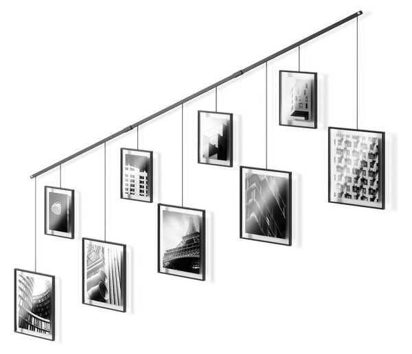 Črni kovinski stenski okvirji v kompletu 9 ks 223x77,5 cm Exhibit – Umbra