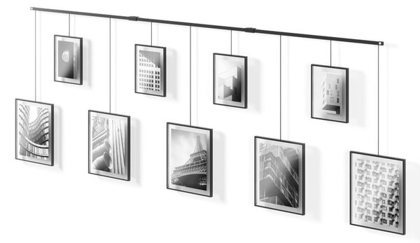 Črni kovinski stenski okvirji v kompletu 9 ks 223x77,5 cm Exhibit – Umbra