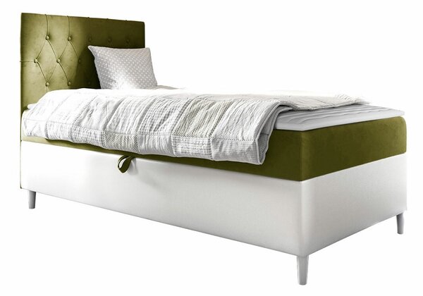 Boxspring postelja Baltimore 171, 80x200, Blago, Eko usnje, Posteljno dno, 82x208x115cm, Vzmetnica