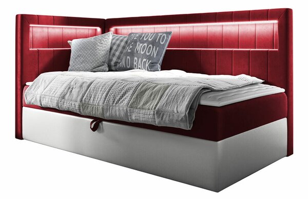 Boxspring postelja Baltimore 172, 80x200, Blago, Eko usnje, Posteljno dno, 92x212x104cm, Vzmetnica