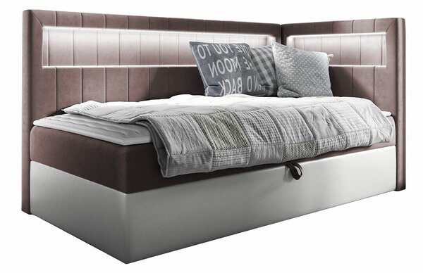 Boxspring postelja Baltimore 172, 80x200, Eko usnje, Blago, Posteljno dno, 92x212x104cm, Vzmetnica