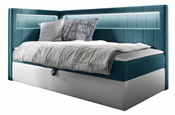 Boxspring postelja Baltimore 172, 90x200, Blago, Eko usnje, Posteljno dno, 102x212x104cm, Vzmetnica