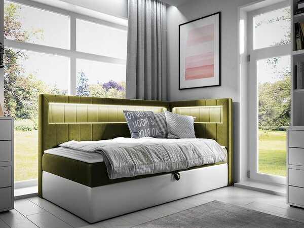 Boxspring postelja Baltimore 172, 80x200, Eko usnje, Blago, Posteljno dno, 92x212x104cm, Vzmetnica