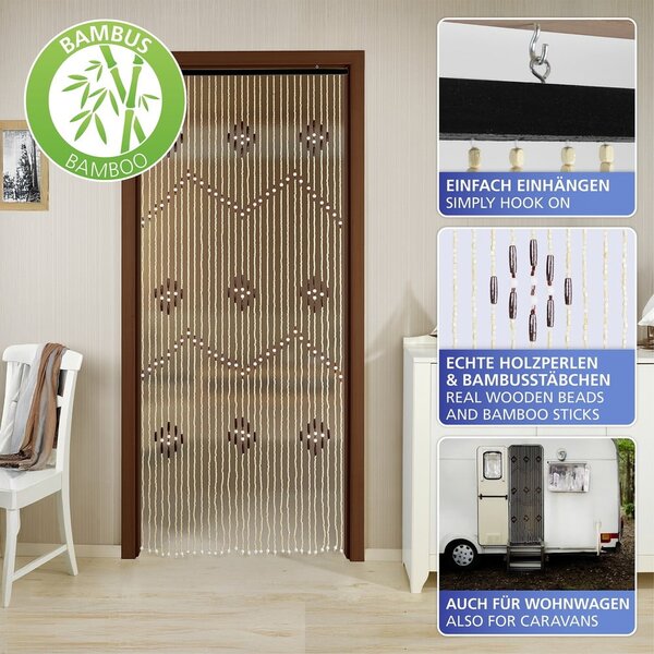 Bambusova zavesa za vrata v naravni barvi 90x200 cm – Maximex
