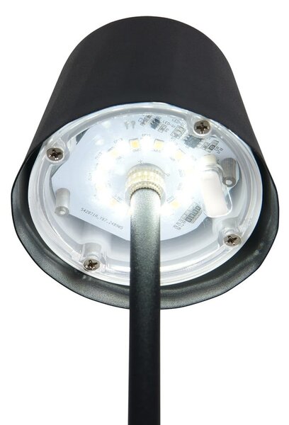 Mat črna LED namizna svetilka s kovinskim senčilom (višina 21 cm) Diaz – Reality