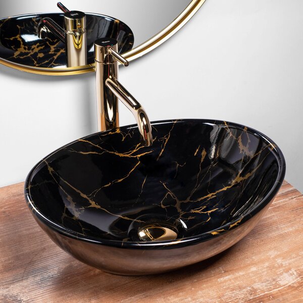 Rea Sofia Black Marble Shiny countertop umivalnik