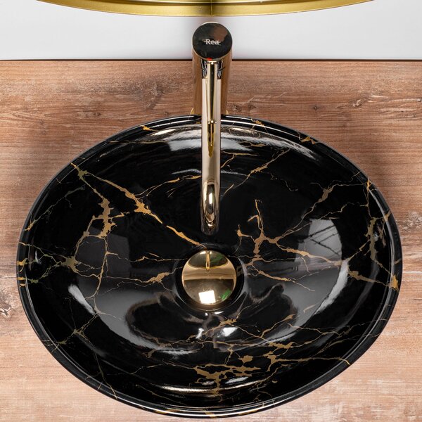 Rea Sofia Black Marble Shiny countertop umivalnik