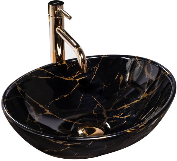 Rea Sofia Black Marble Shiny countertop umivalnik