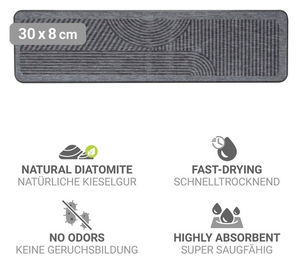 Siva odcejalna podloga iz diatomejske zemlje 30x8 cm Damon – Wenko