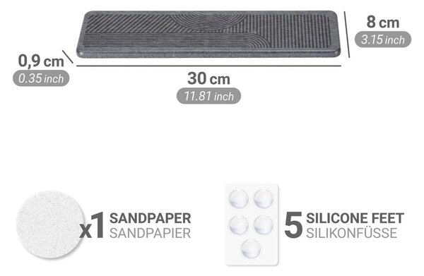 Siva odcejalna podloga iz diatomejske zemlje 30x8 cm Damon – Wenko