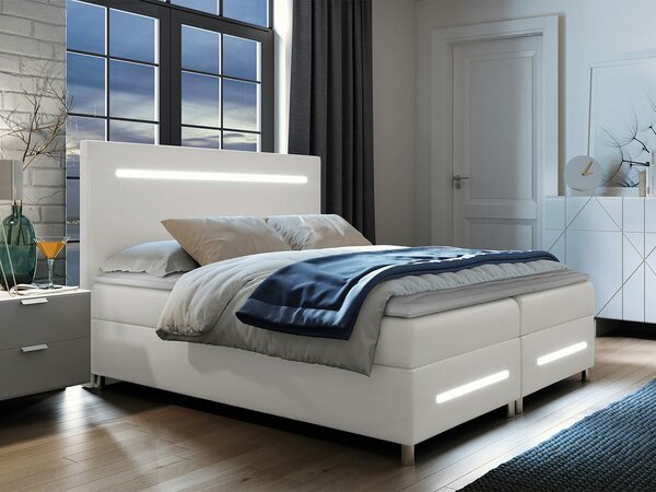 Boxspring postelja Baltimore 174, 140x200, Eko usnje, Posteljno dno, 140x212x120cm, Vzmetnica