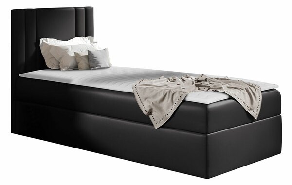 Boxspring postelja Baltimore 179, 80x200, Eko usnje, Posteljno dno, 82x208x103cm, Vzmetnica