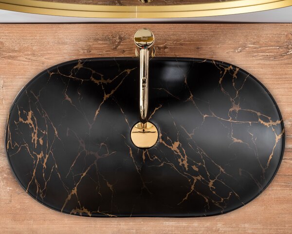 Umivalnik Rea Royal Black Marble Matt countertop