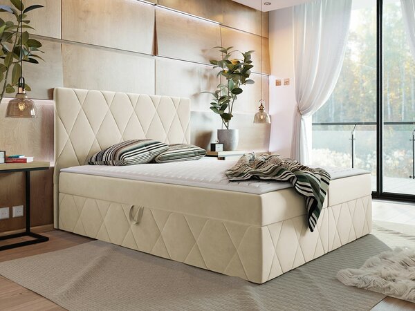 Boxspring postelja Comfivo 225, 140x200, Blago, Posteljno dno, 143x206x112cm, Vzmetnica