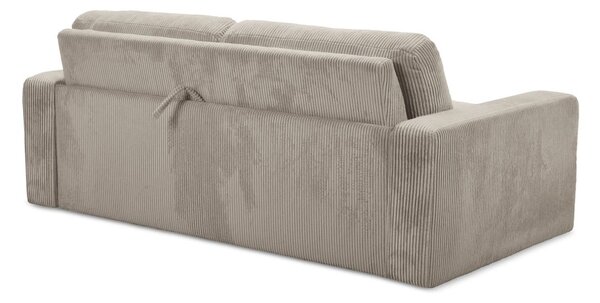 Svetlo rjava raztegljiva sedežna garnitura iz rebrastega žameta 195 cm Nona – Makamii