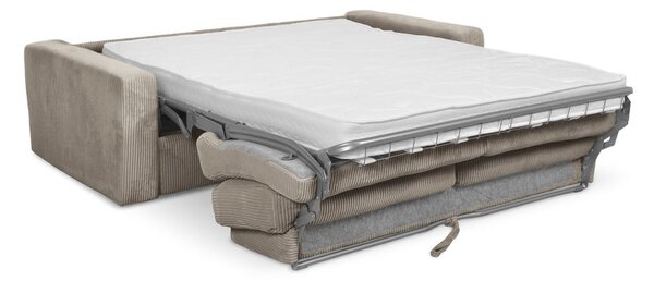 Svetlo rjava raztegljiva sedežna garnitura iz rebrastega žameta 195 cm Nona – Makamii