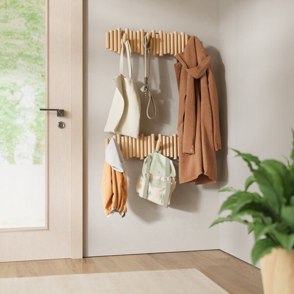 Stenski obešalnik iz masivnega bora v naravni barvi 61 cm Picket – Umbra