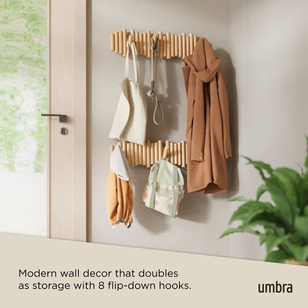 Stenski obešalnik iz masivnega bora v naravni barvi 61 cm Picket – Umbra