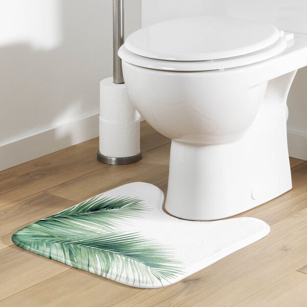 Bela/zelena kopalniška preproga za WC 45x45 cm Havane – douceur d'intérieur